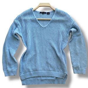 JEANNE PIERRE Vintage Pastel Blue V-Neck Sweater